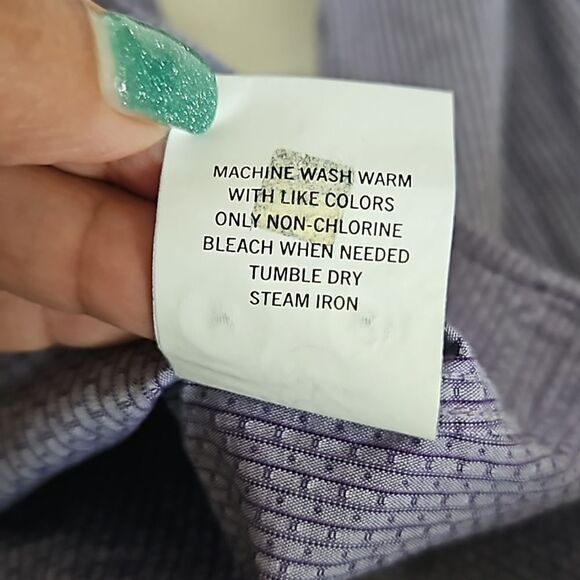 DKNY Men's Slim Fit Long Sleeves Button-Down Cotton Shirt Lavender 15- 32/33 - Picture 7 of 16